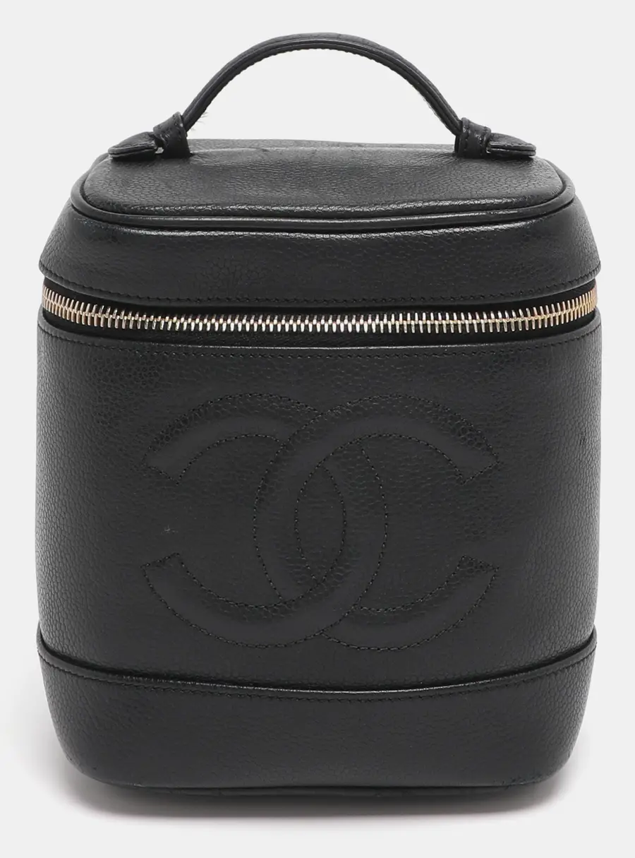 Chanel Black Caviar Leather Vanity Case