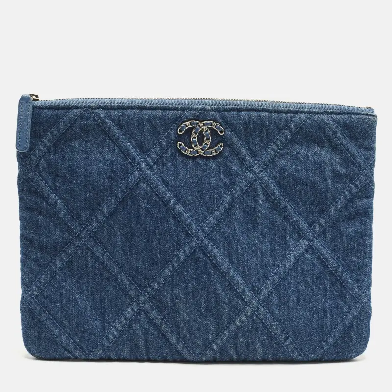 Chanel Blue Quilted Denim 19 O Case