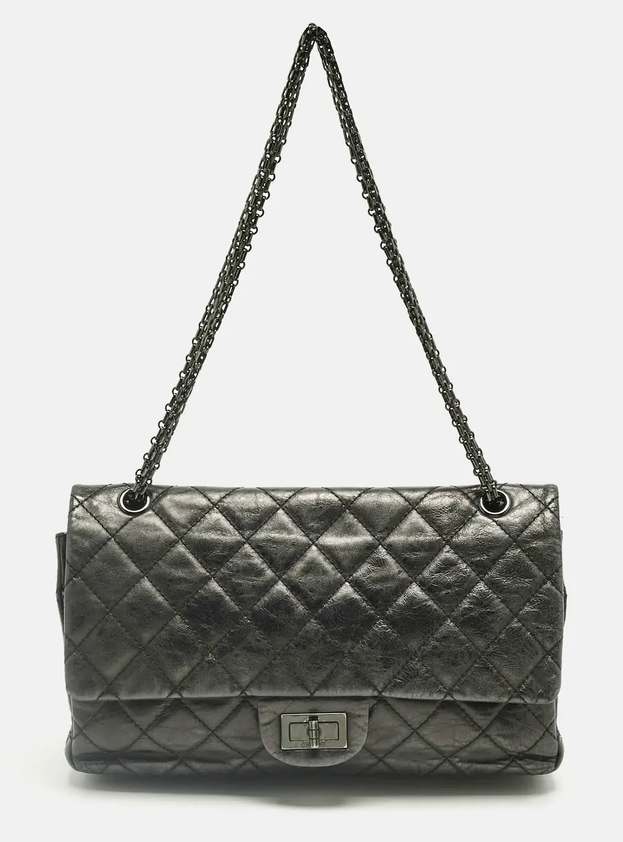 Chanel Black Quilted Aged Leather Classic 227 Reissue 2.55 Flap Bag