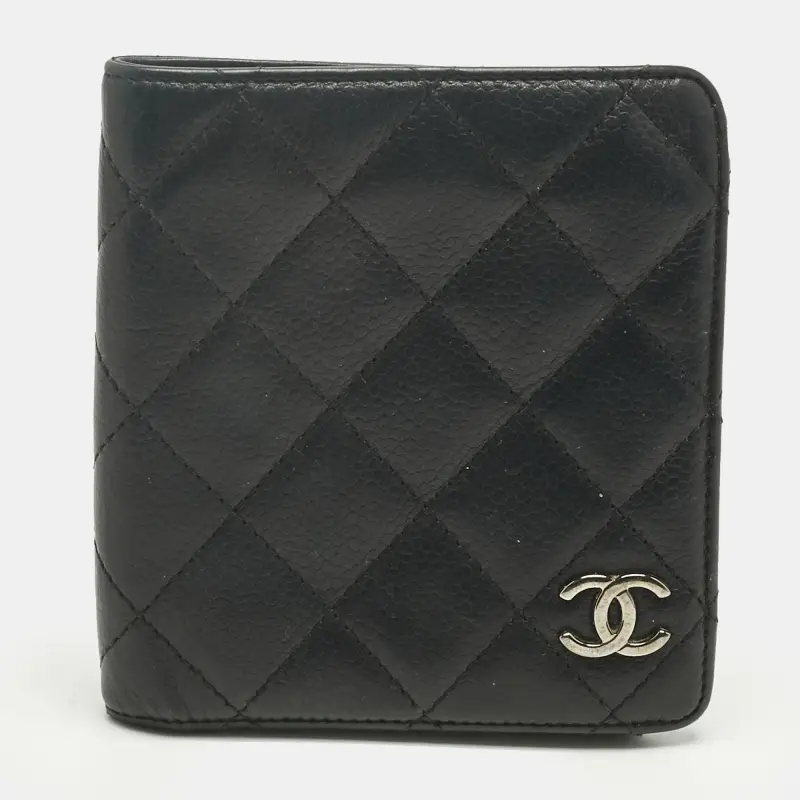 Chanel Black Quilted Leather CC Bifold Wallet