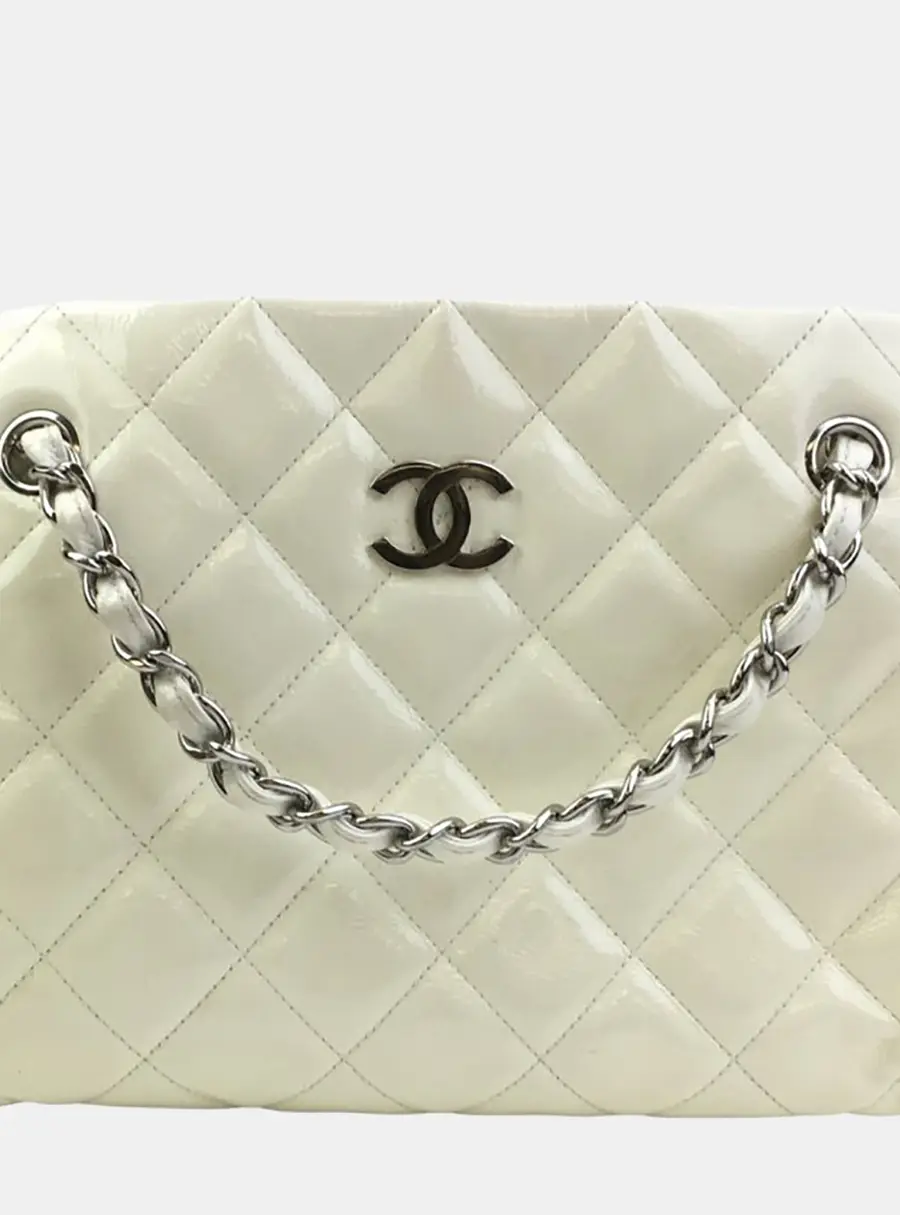 Chanel Timeless Tote White Patent Leather Tote Bag