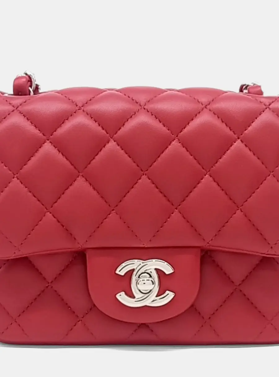 Chanel Petit Sac Red Lambskin Leather Crossbody Bag