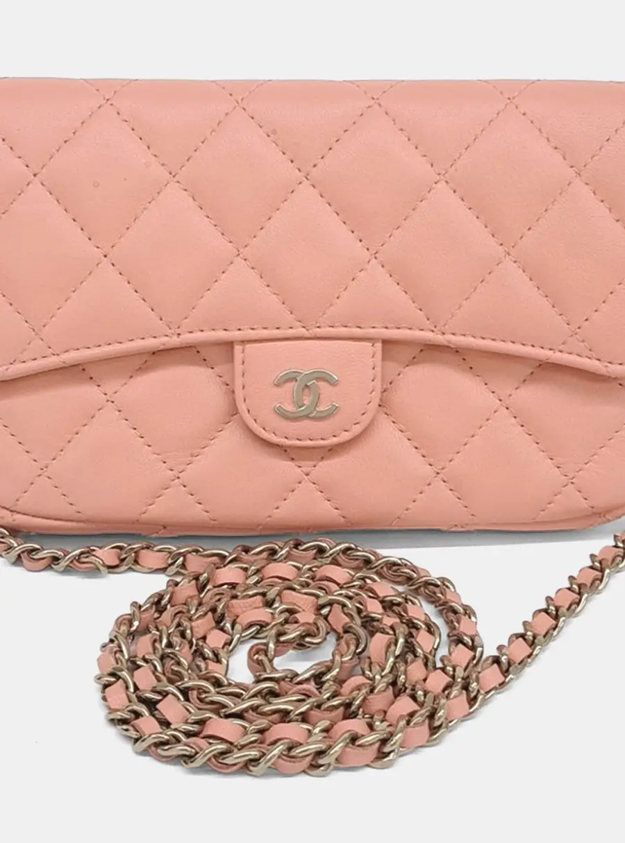 Chanel WOC Pink Lambskin Leather Wallet On Chain Bag