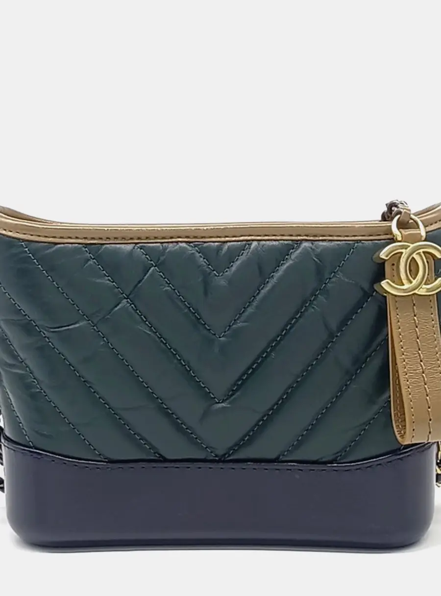Chanel Gabrielle Small Multicolor Chevron Leather Hobo Bag