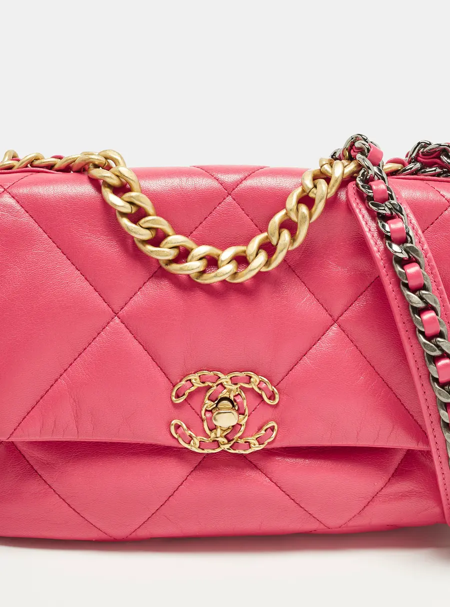 Chanel 19 Small Pink Quilted Leather Flap Bag