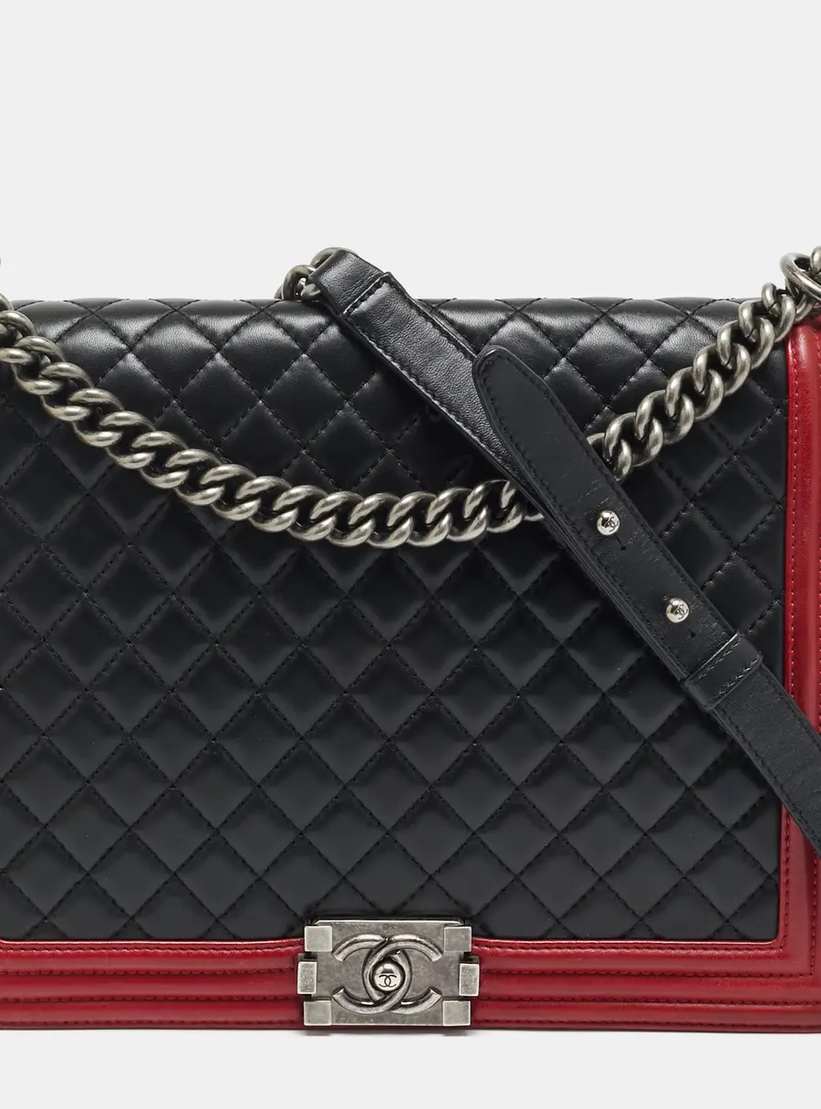 Chanel Boy Large Black/Red Quilted Leather Flap Bag