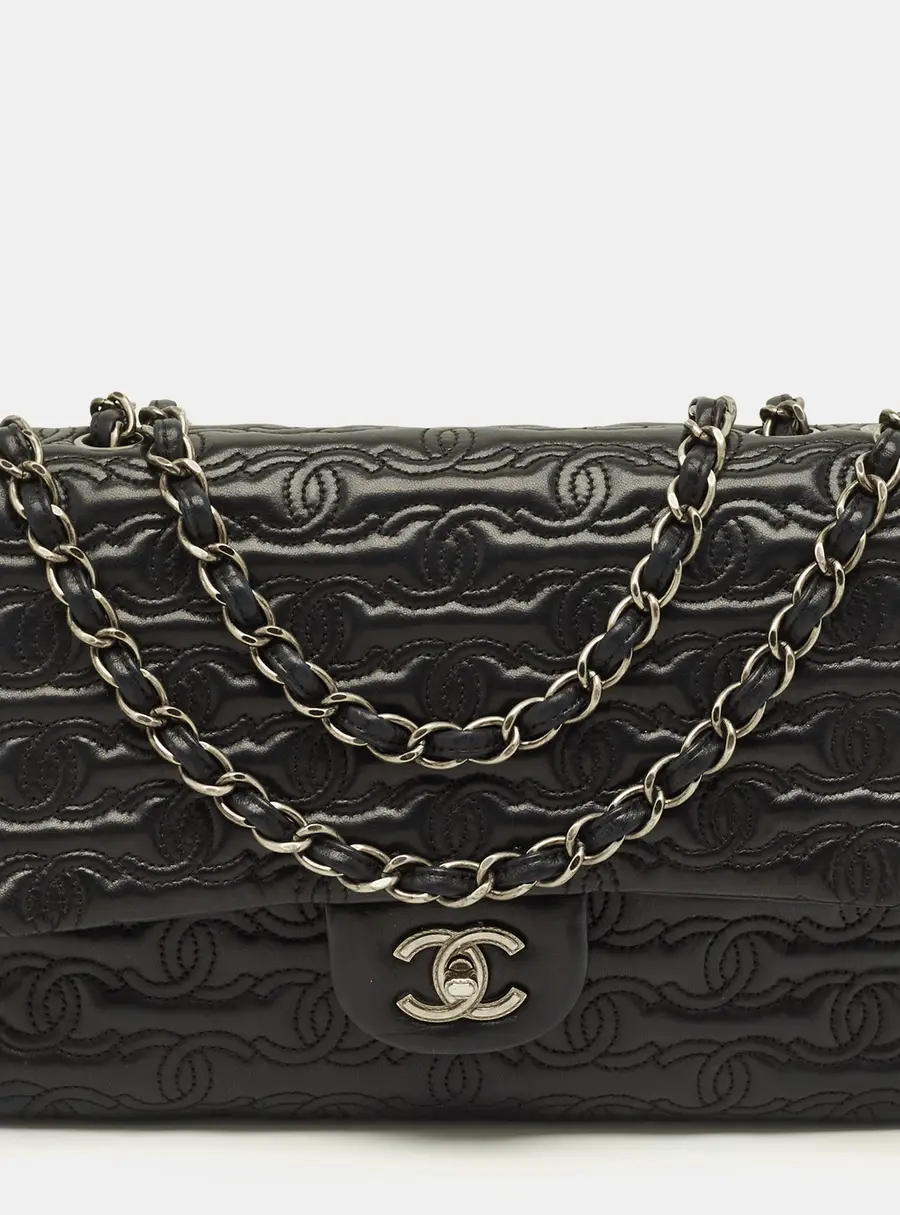 Chanel Jumbo Black CC Quilted Leather Flap Bag