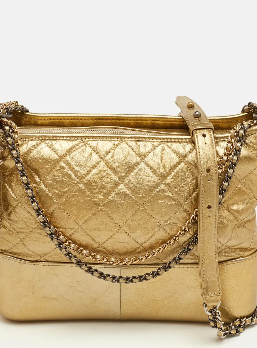 Chanel Gabrielle Large Metallic&nbsp;Gold Quilted Leather Shoulder Bag