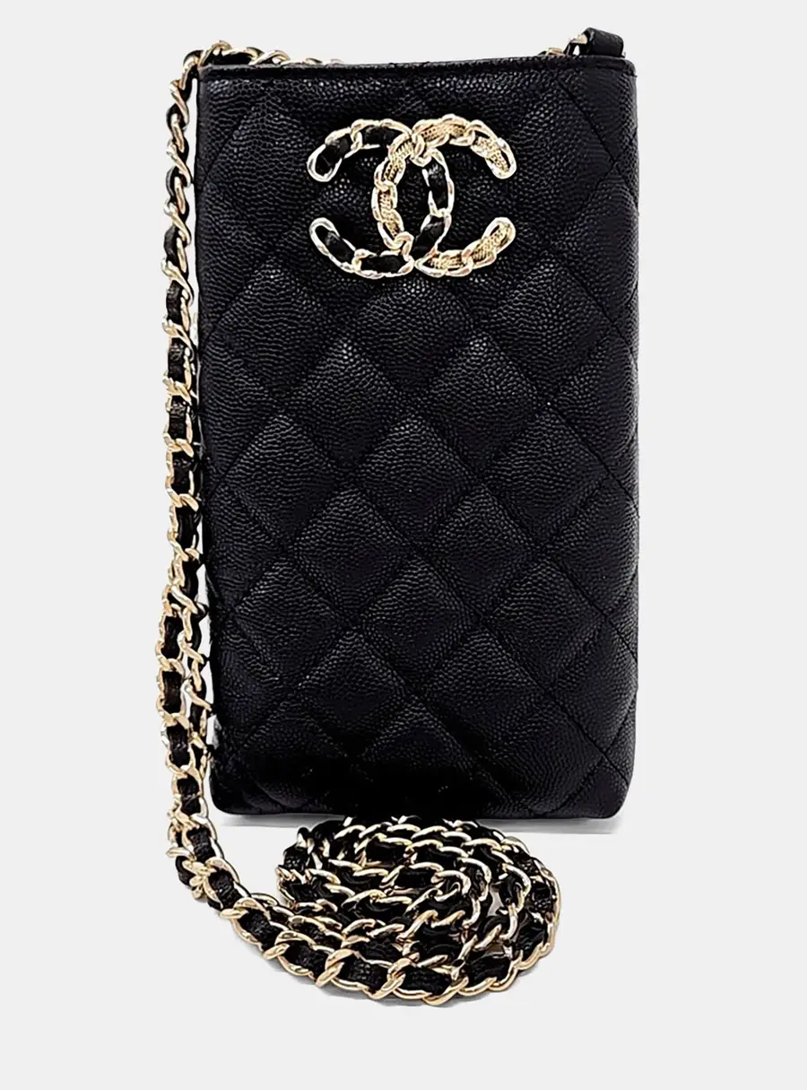 Chanel Caviar Phone Holder Crossbody Bag