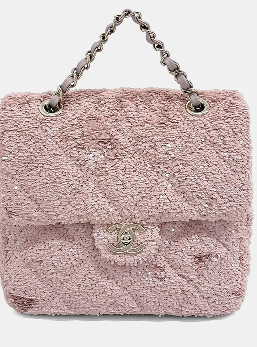 Chanel Flap Backpack Pink Sequin Backpack Bag