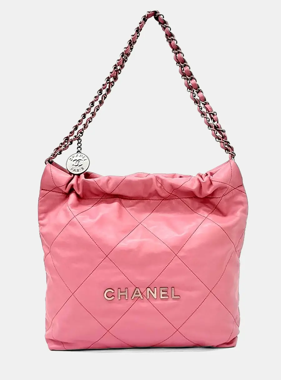 Chanel 22 30 Pink Calfskin Leather Shoulder Bag