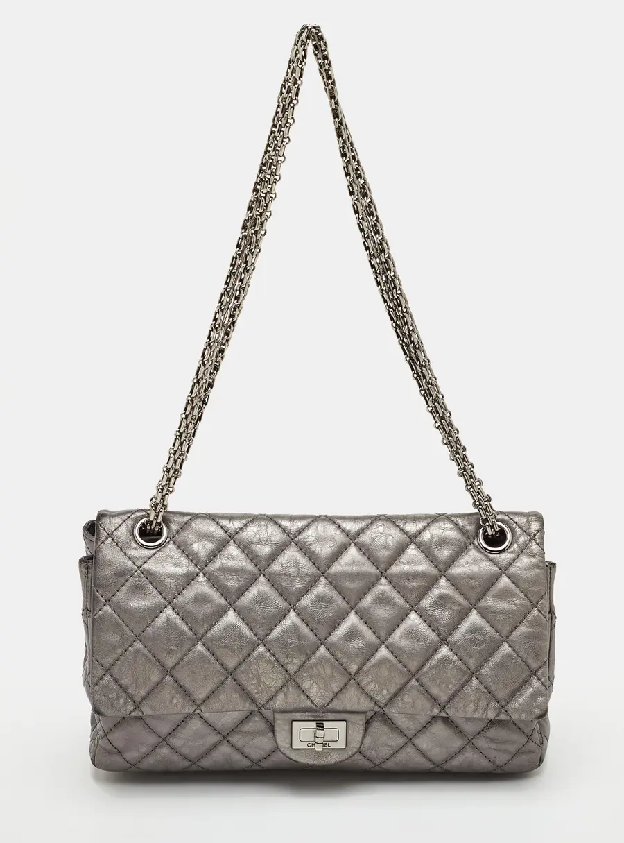 Chanel Classic 226 Reissue 2.55 Grey Quilted Aged Leather Double Flap Bag