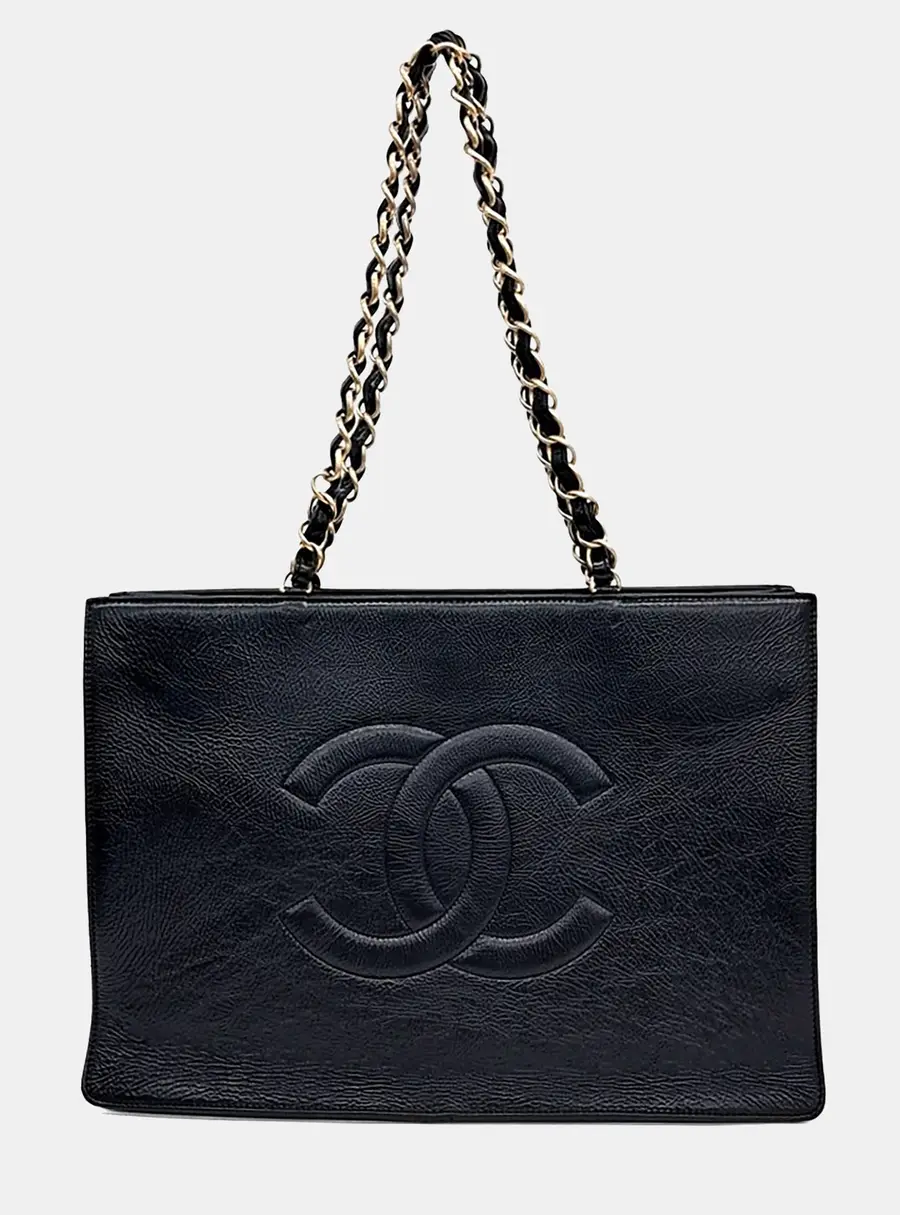 Chanel Black Leather Shopping Bag AS1943