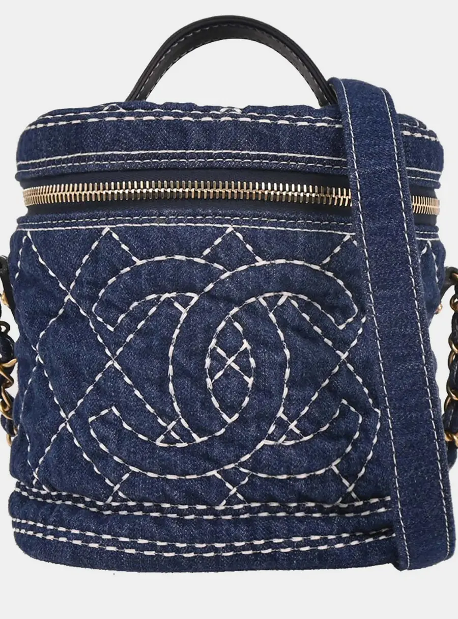 Chanel Vanity Mini Blue Denim Crossbody Bag