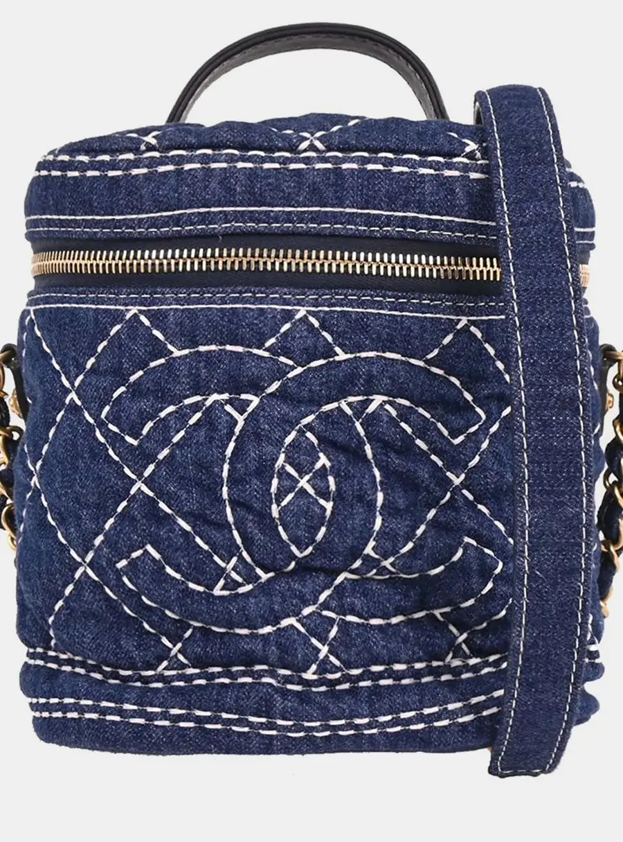 Chanel Vanity Mini Blue Denim Crossbody Bag