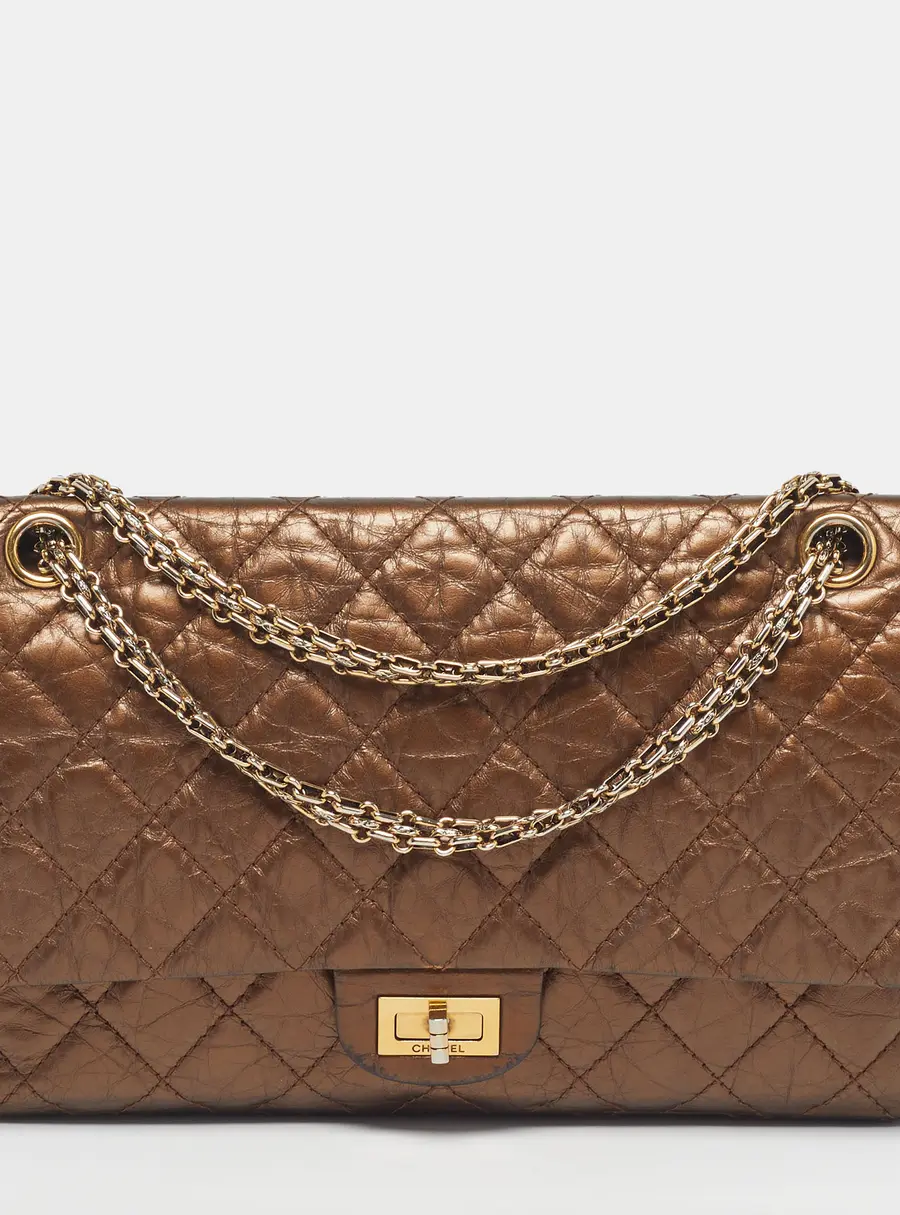 Chanel Reissue 2.55 226 Metallic Brown Quilted Aged Leather Flap Bag