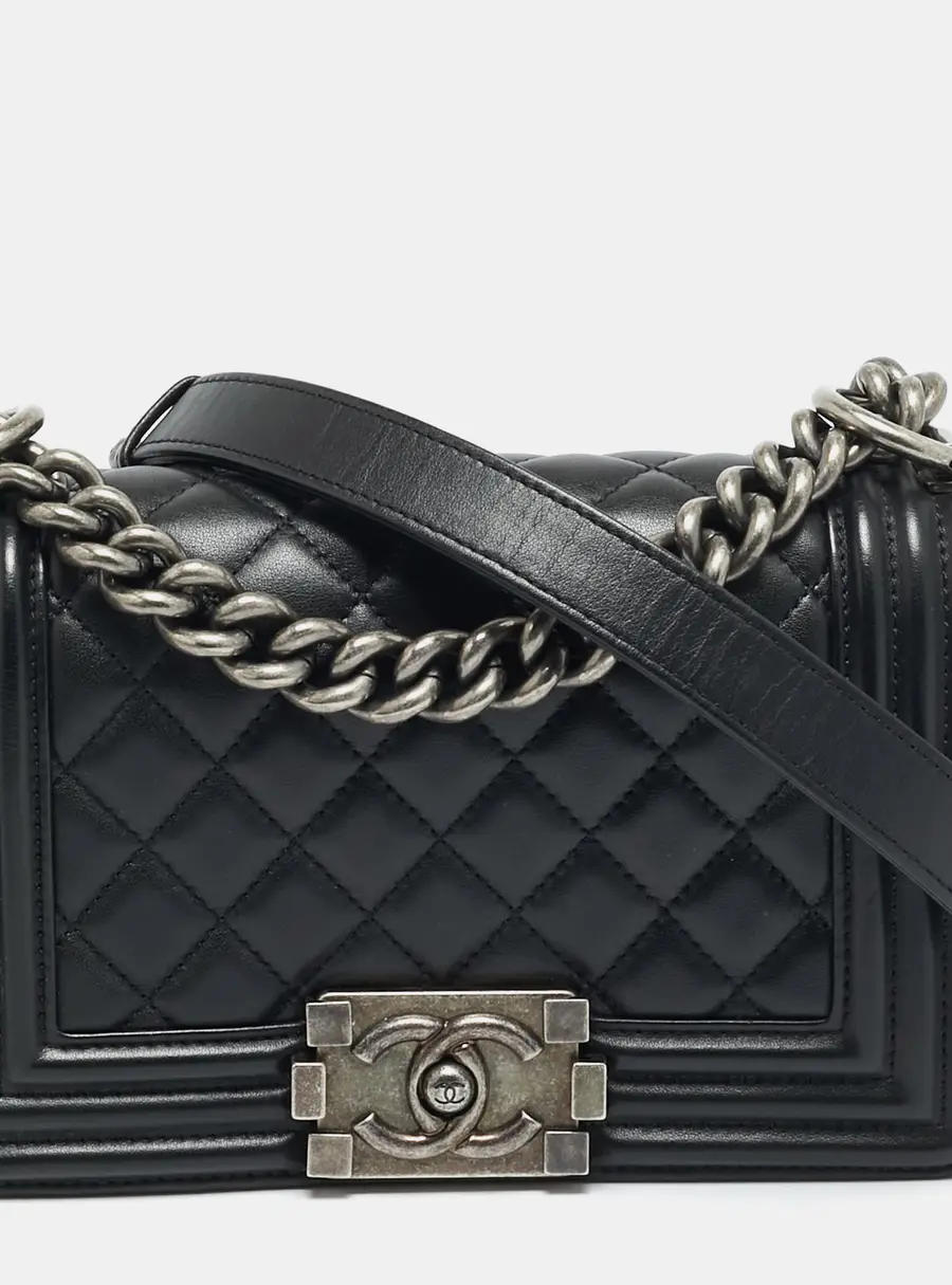 Chanel Boy Small Black Quilted Leather Flap Bag
