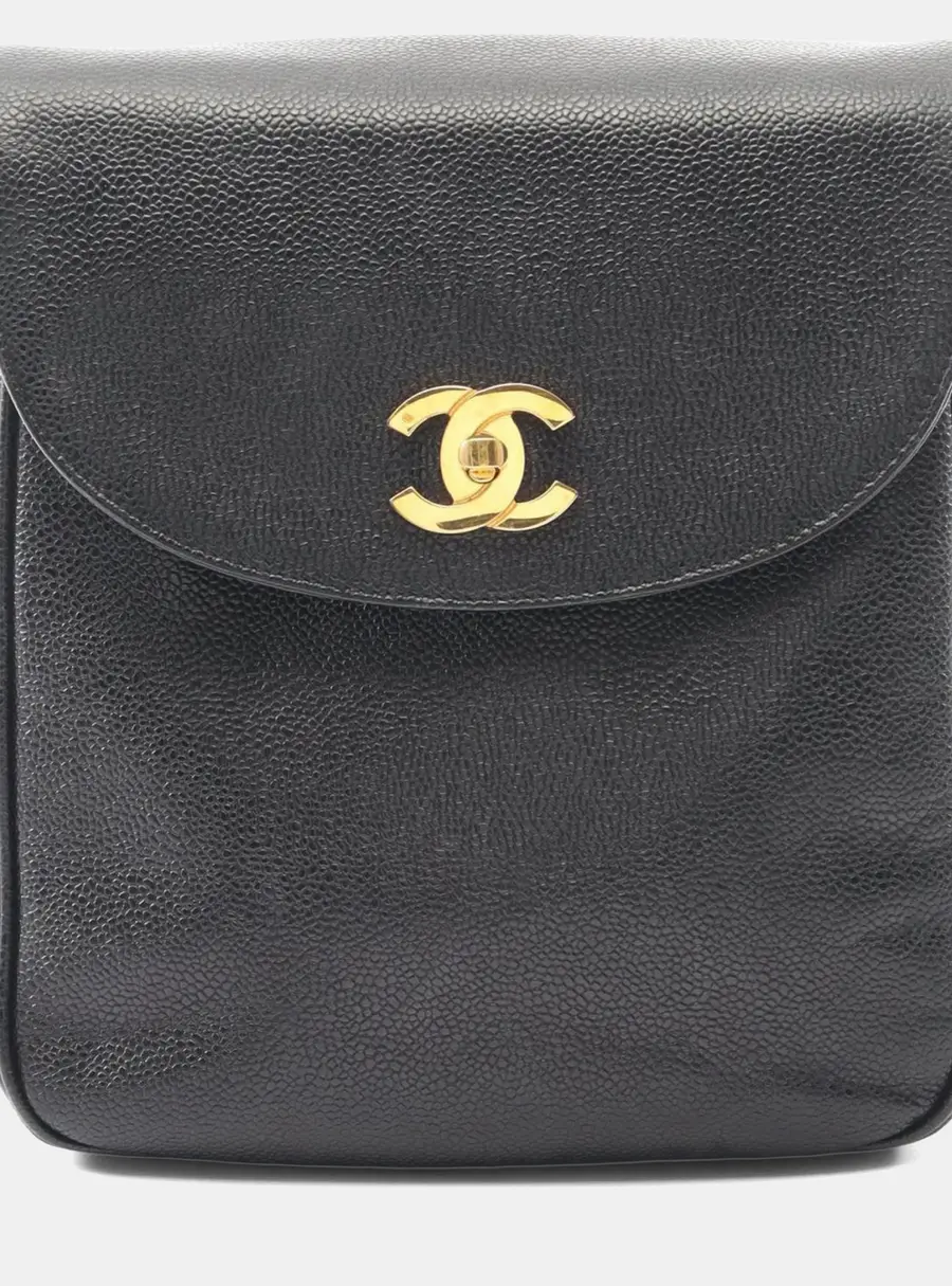 Chanel Coco Mark Backpack Bag In Calfskin Leather Cowhide Black