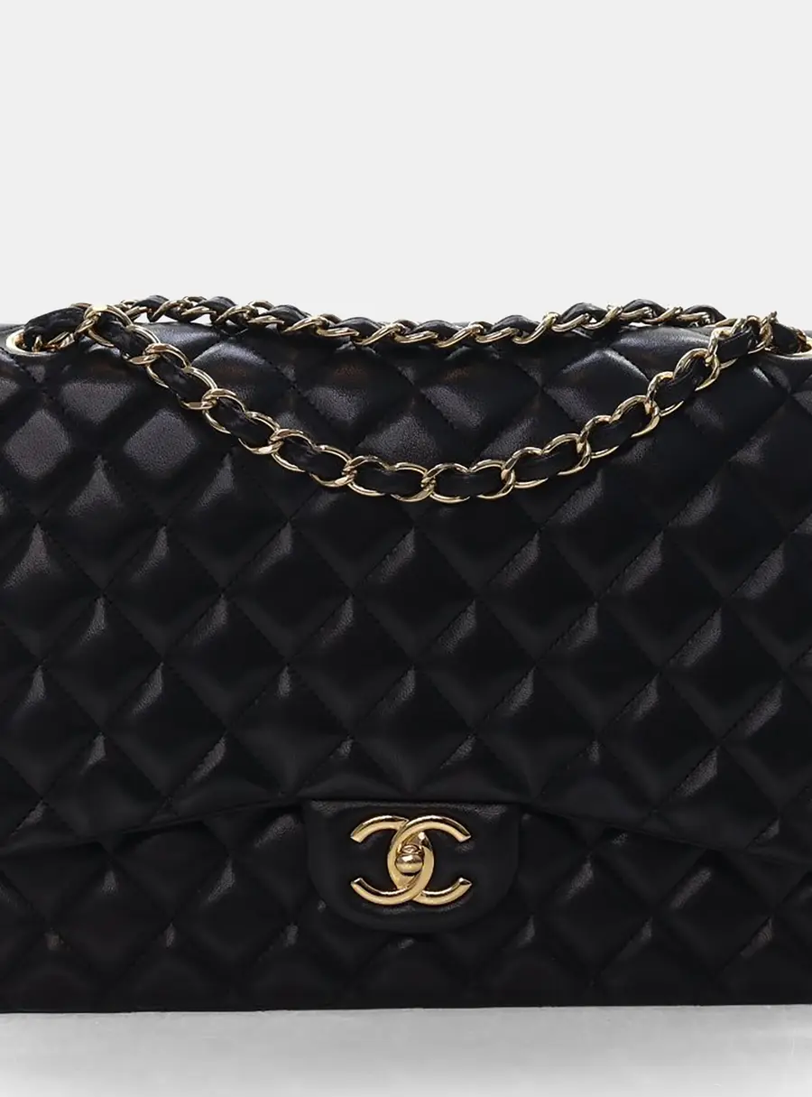 Chanel Maxi Black Lambskin Classic Double Flap Bag