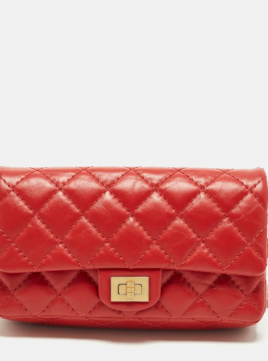Chanel Reissue 2.55 Red Quilted Aged Leather Belt Bag