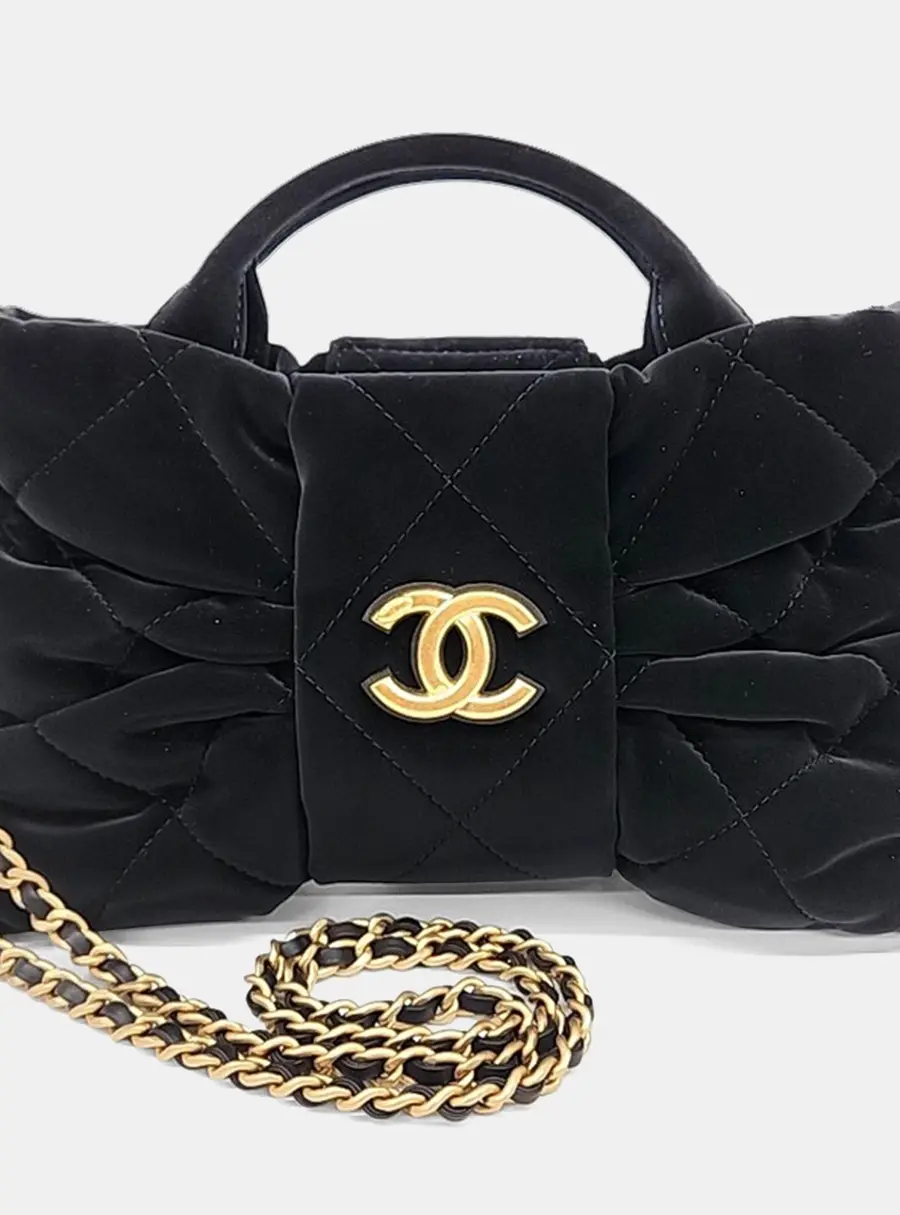 Chanel Bow Mini Black Velvet Top Handle Bag