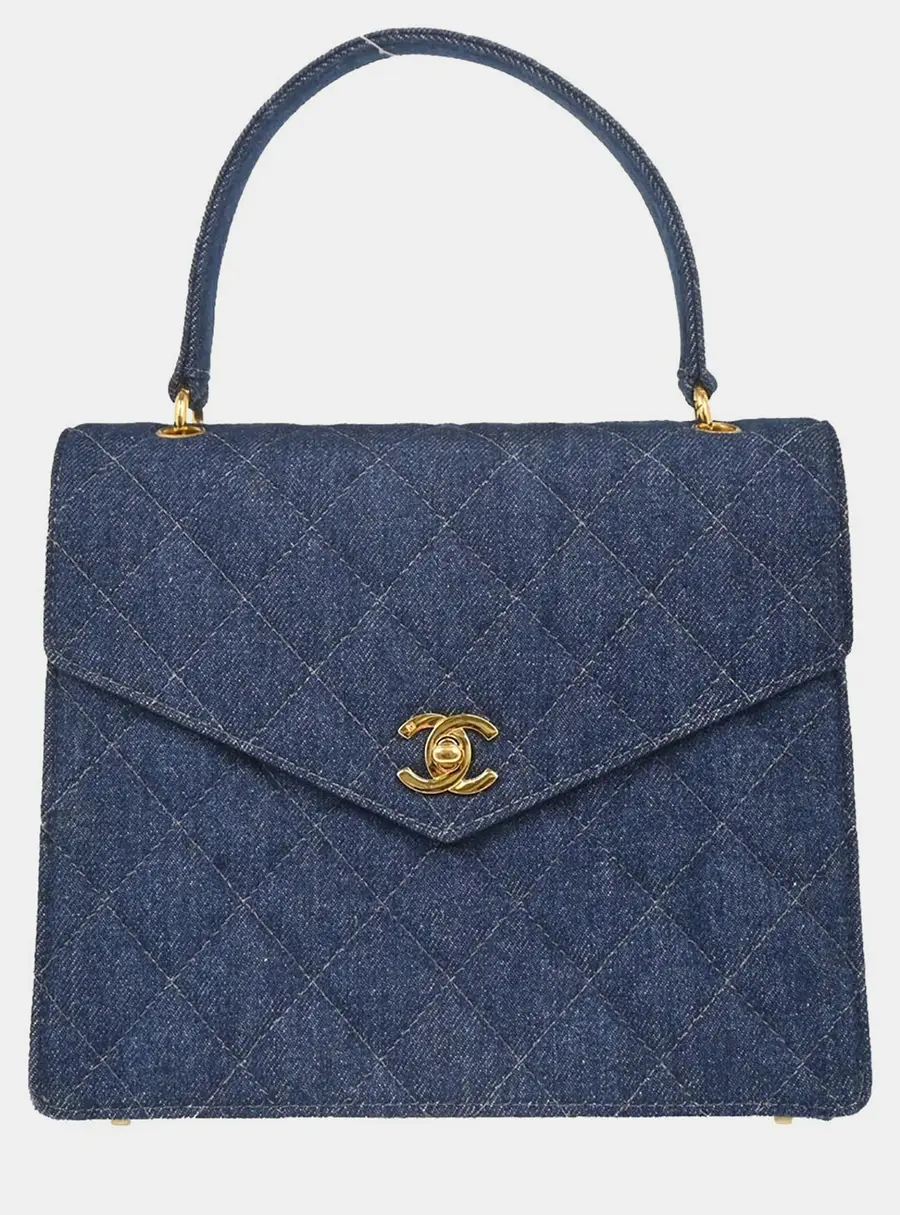 Chanel Blue Denim Top Handle Bag
