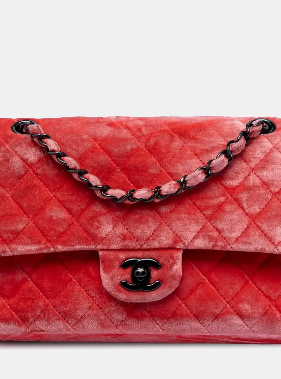 Chanel Classic Medium Red Velvet Double Flap Bag