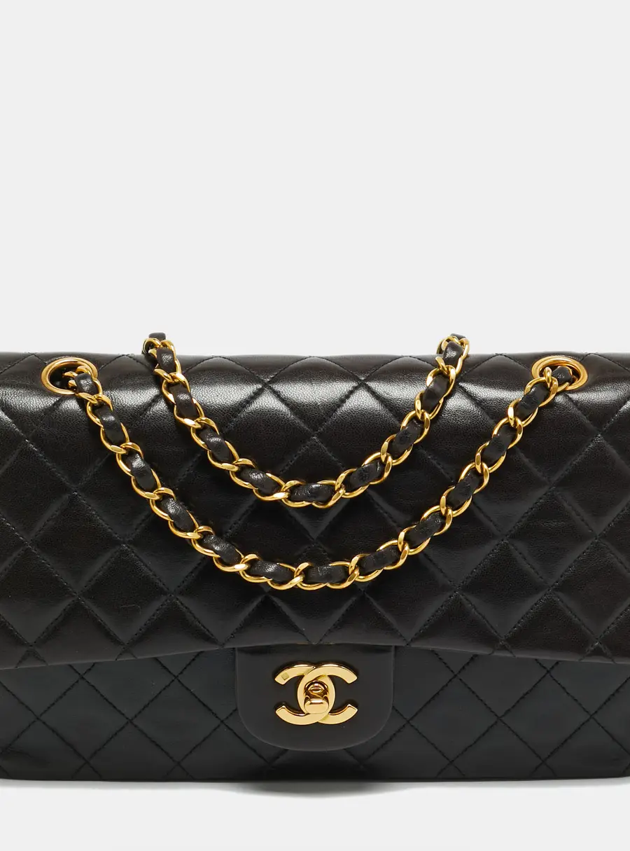 Chanel Classic Double Flap Medium Black Quilted Leather Bag