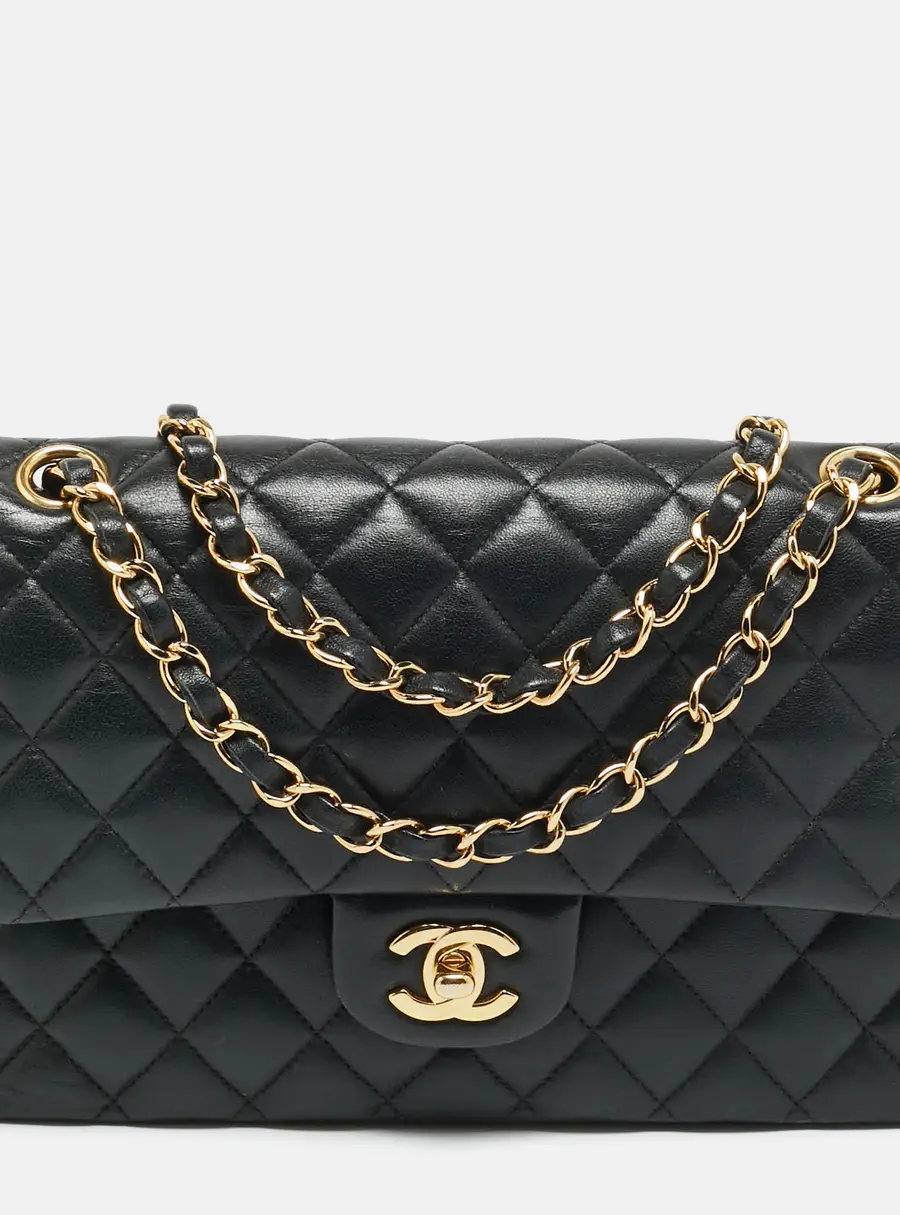 Chanel Classic Double Flap Medium Black Quilted Leather Bag