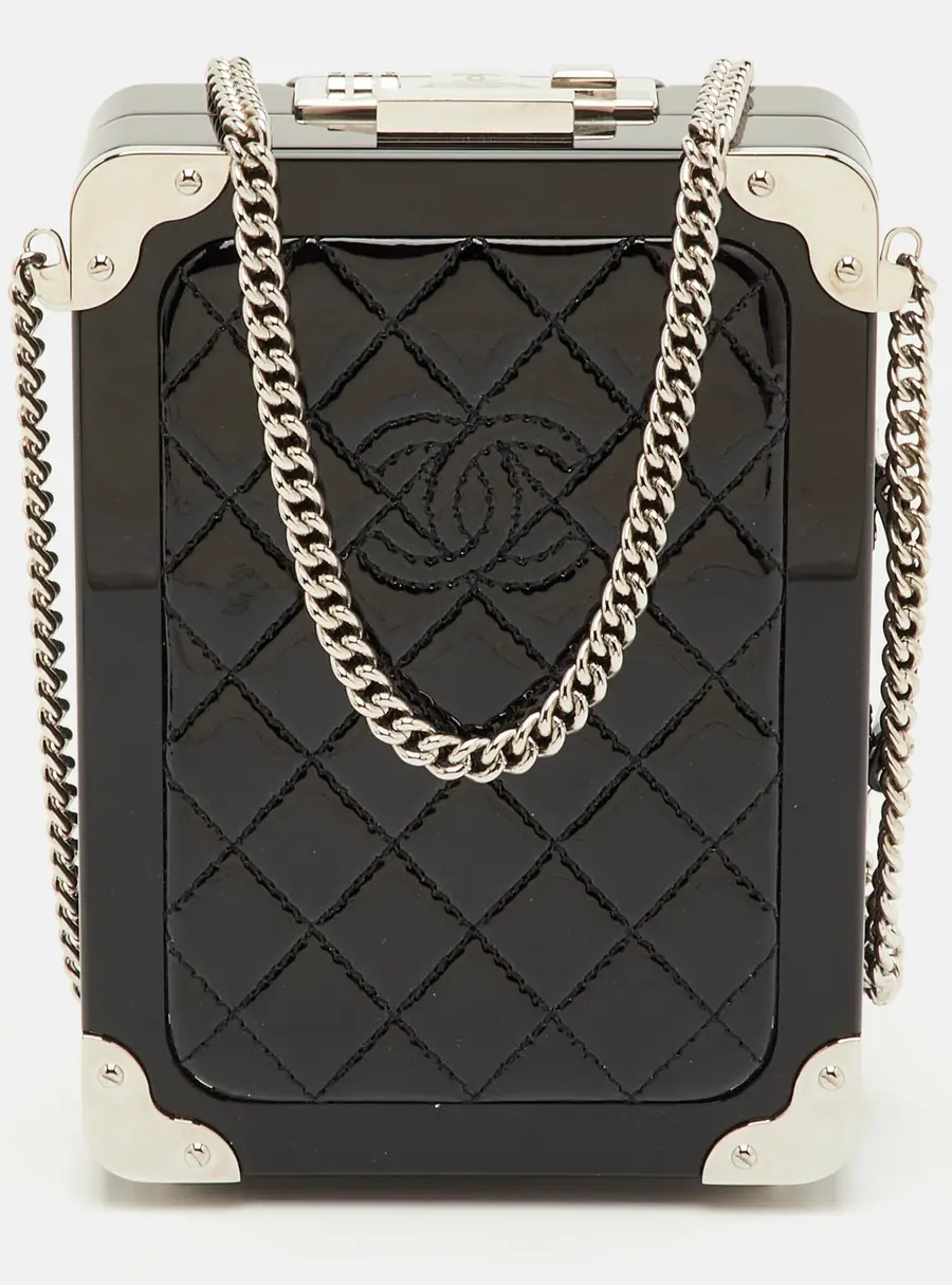 Chanel Evening In The Air Mini Black Patent Leather Trolley Minaudi&egrave;re Crossbody Bag