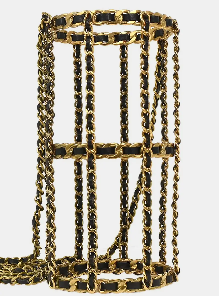 Chanel Gold Black Bottle Holder Shoulder Bag