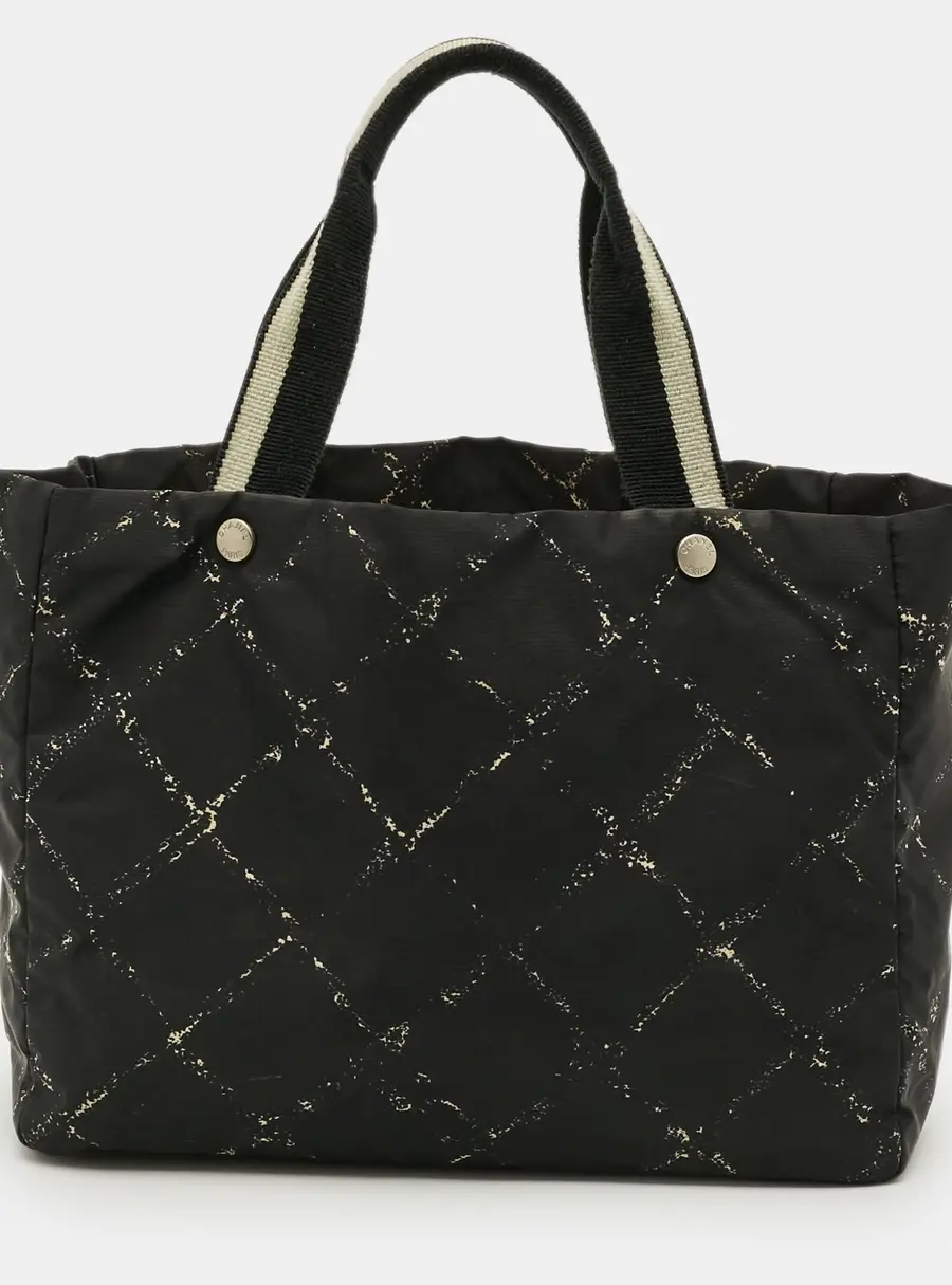 Chanel Travel Line Black Quilted Print Nylon Tote