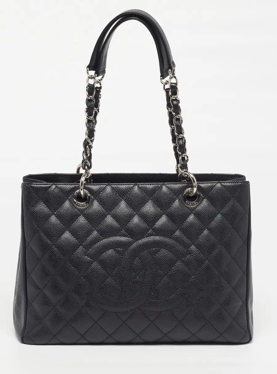 Chanel GST Black Quilted Caviar Leather Tote