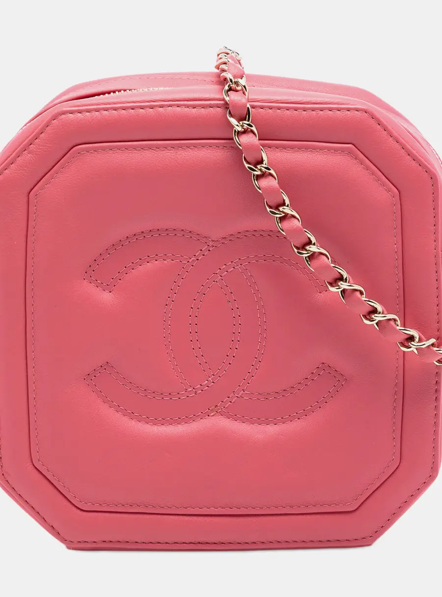 Chanel CC Clock Camera Pink Calfskin Leather Crossbody Bag
