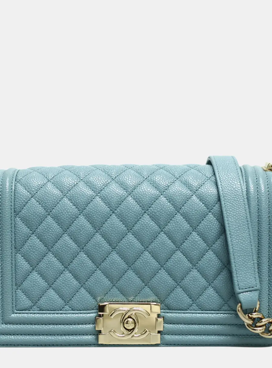 Chanel Boy Medium Blue Caviar Leather Flap Bag
