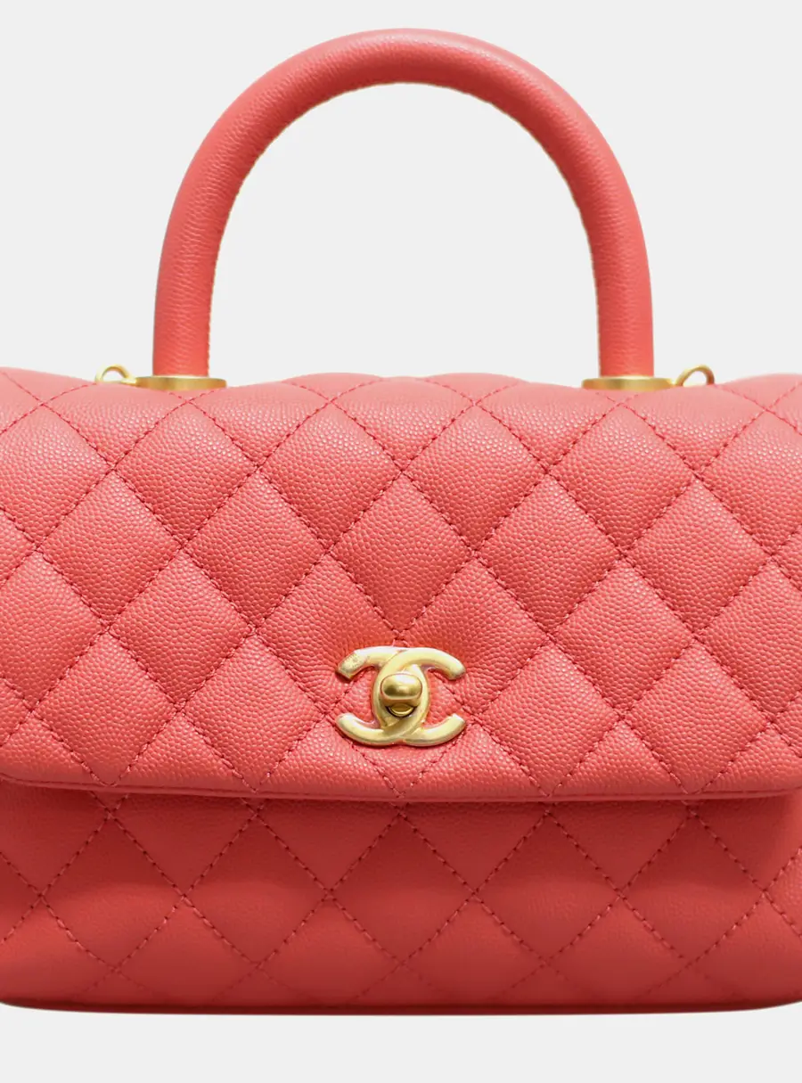 Chanel Coco Handle Small Pink Caviar Leather Top Handle Bag