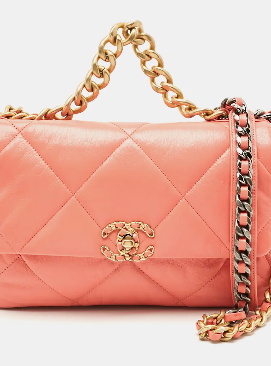 Chanel 19 Flap Medium Peach Quilted Leather Bag