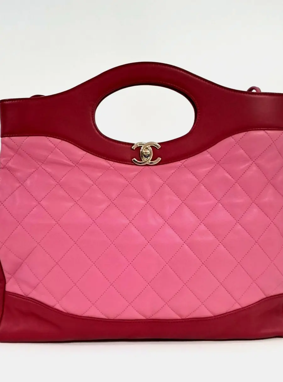 Chanel 31 Shopping Pink Red Lambskin Leather Shoulder Bag