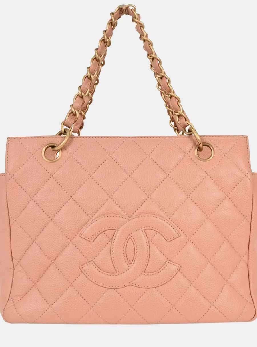 Chanel Chain Pink Calfskin Leather Tote Bag