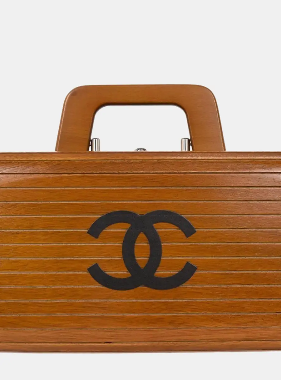 Chanel Brown Black Wood Vanity Bag