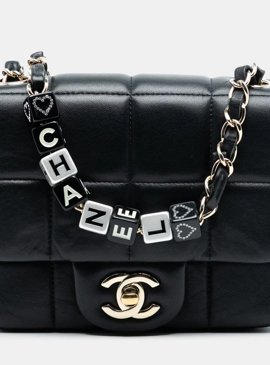Chanel Monacoco Square Mini Black Lambskin, Resin & Crystal Flap Bag