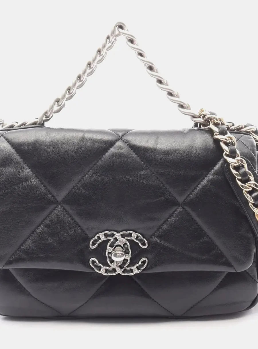 Chanel 19 Matelasse Black Leather Shoulder Bag