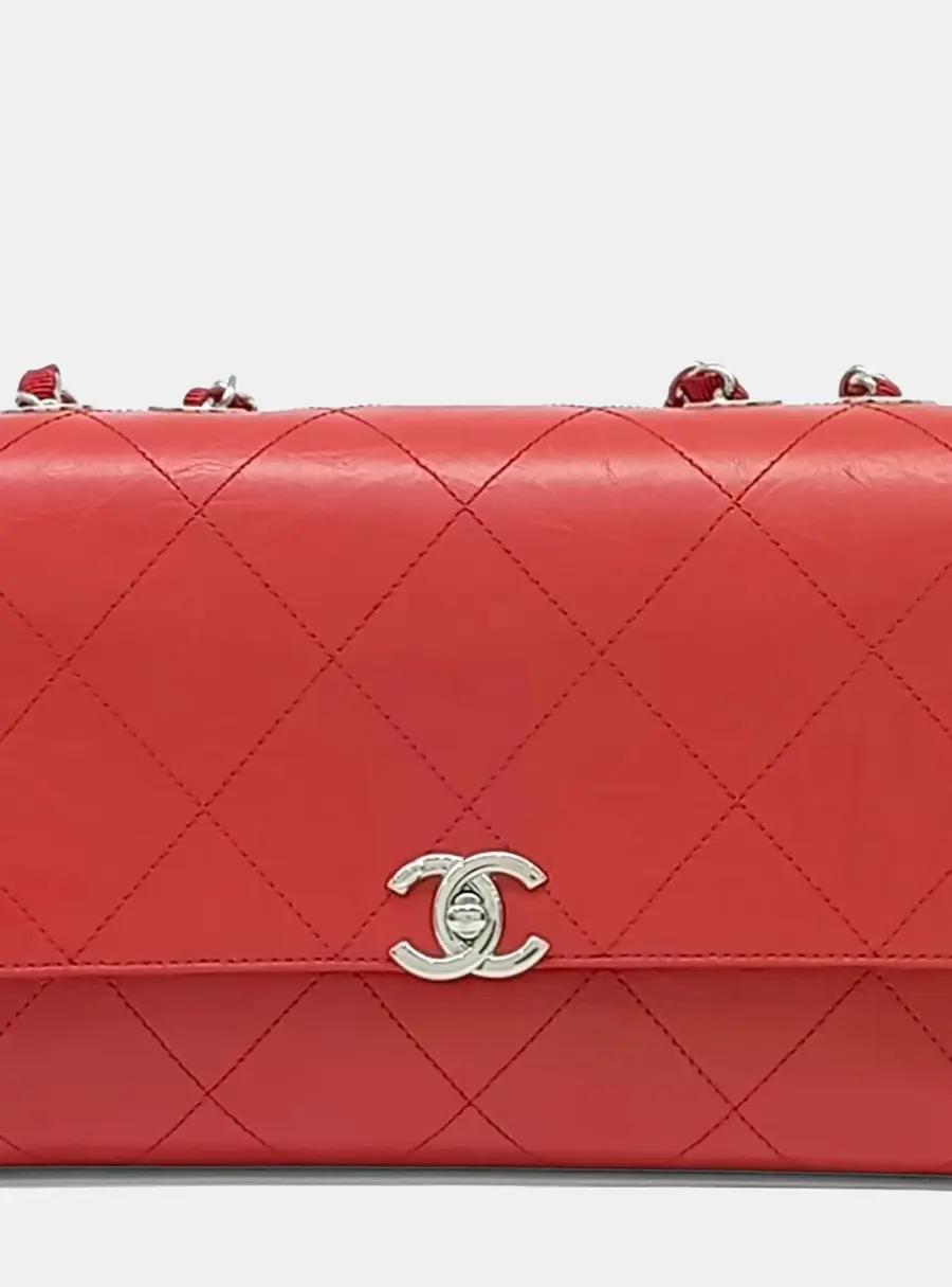 Chanel Classic Wallet On Chain Red Quilted Leather Shoulder Bag