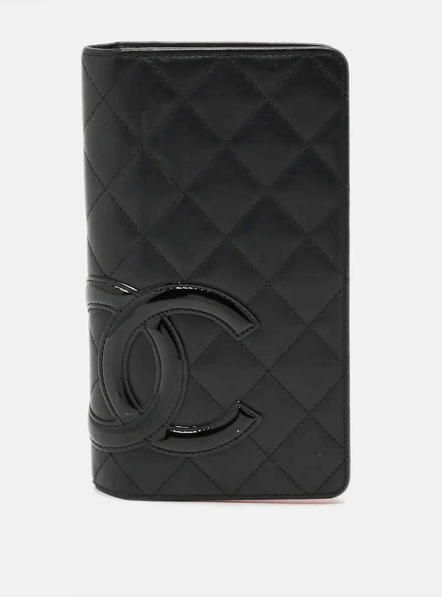 Chanel Cambon Ligne Black Quilted Leather Bifold Wallet
