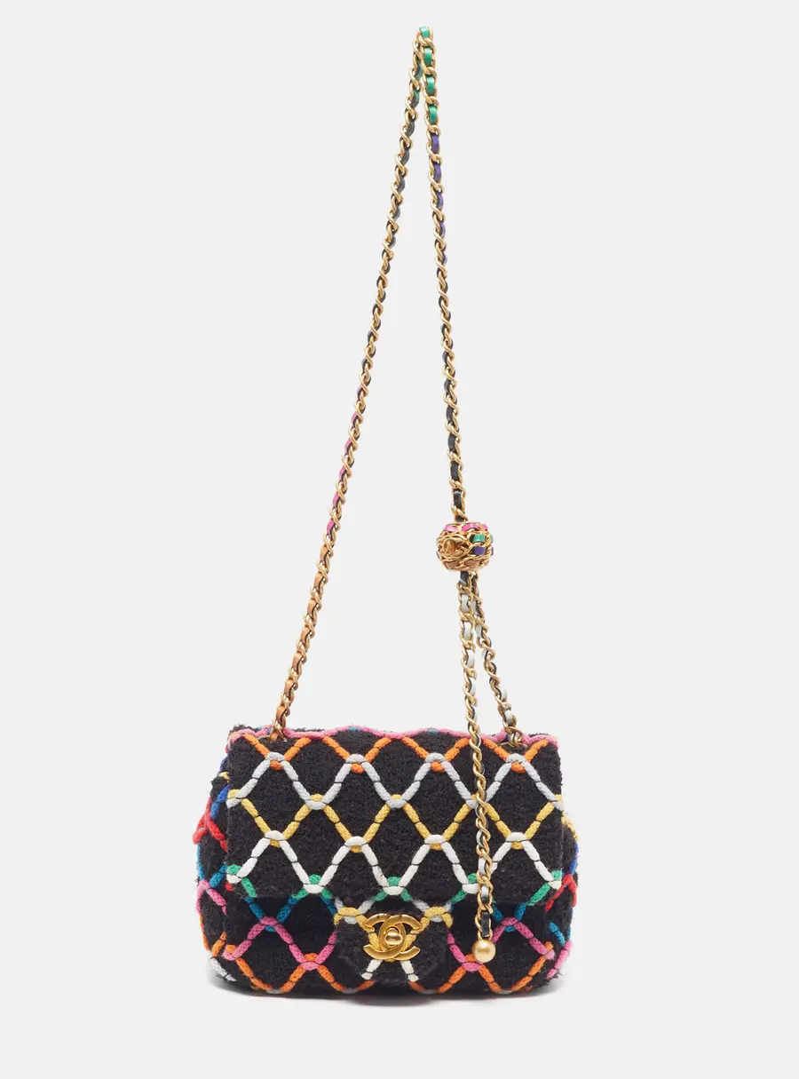 Chanel Pearl Crush Mini Multicolor Tweed Square Flap Bag
