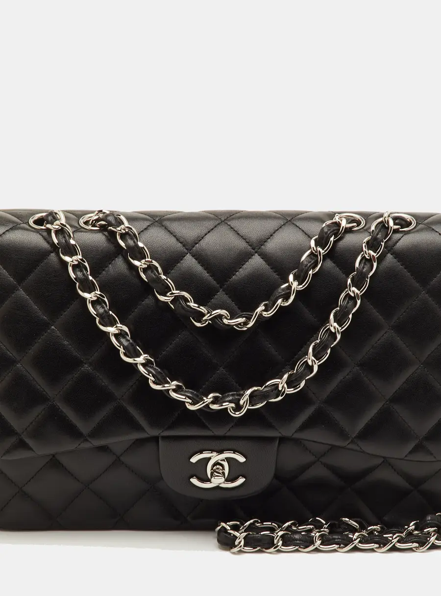 Chanel Classic Jumbo Black Quilted Leather Single Flap Bag