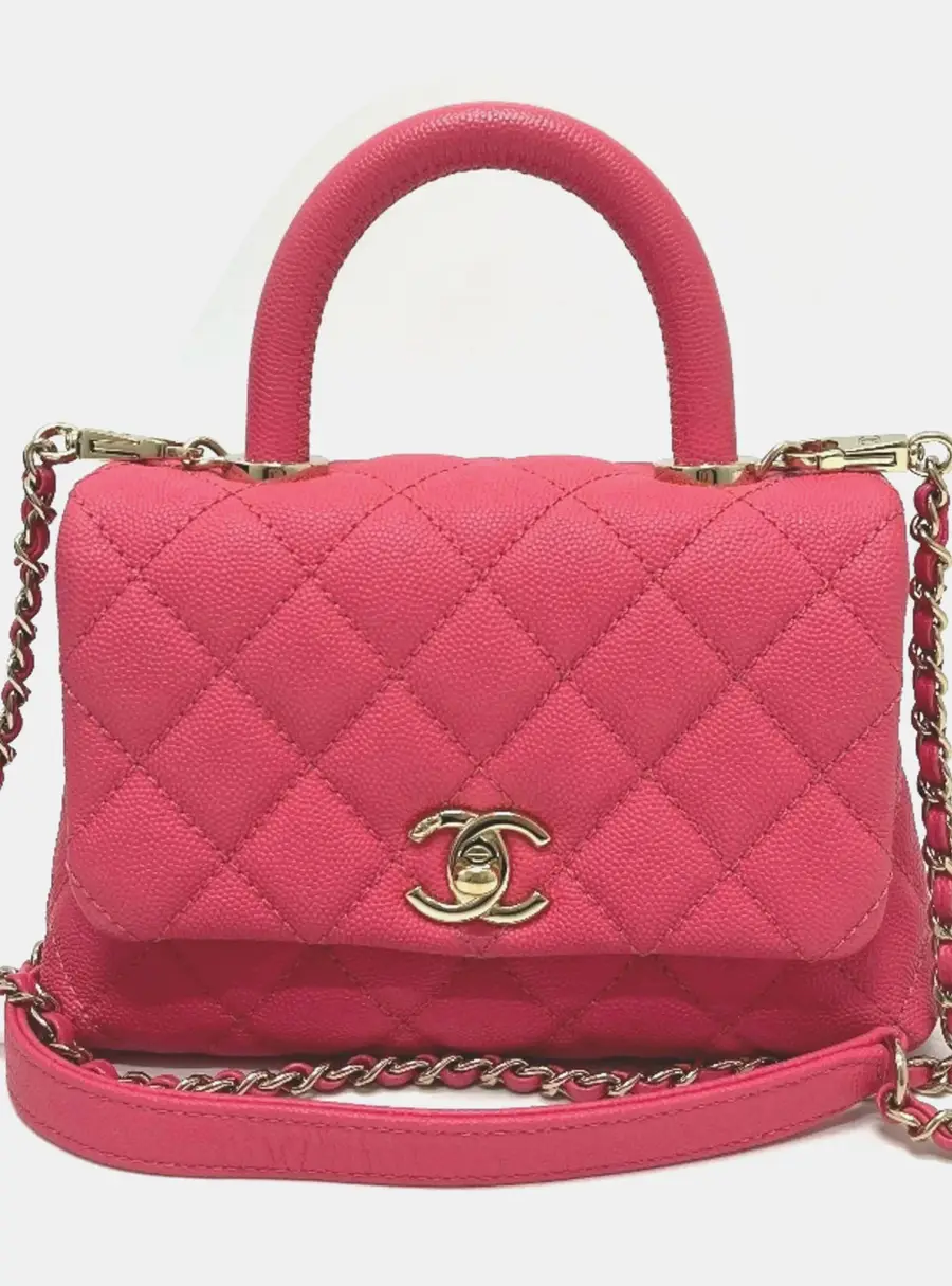 Chanel Coco Handle XXS Pink Caviar Leather Top Handle Bag