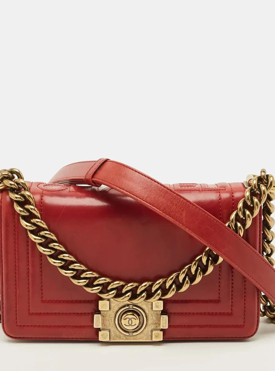 Chanel Boy Flap Mini Red Leather Bag