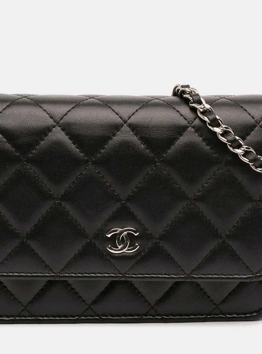 Chanel Wallet on Chain Black Lambskin Leather Crossbody Bag