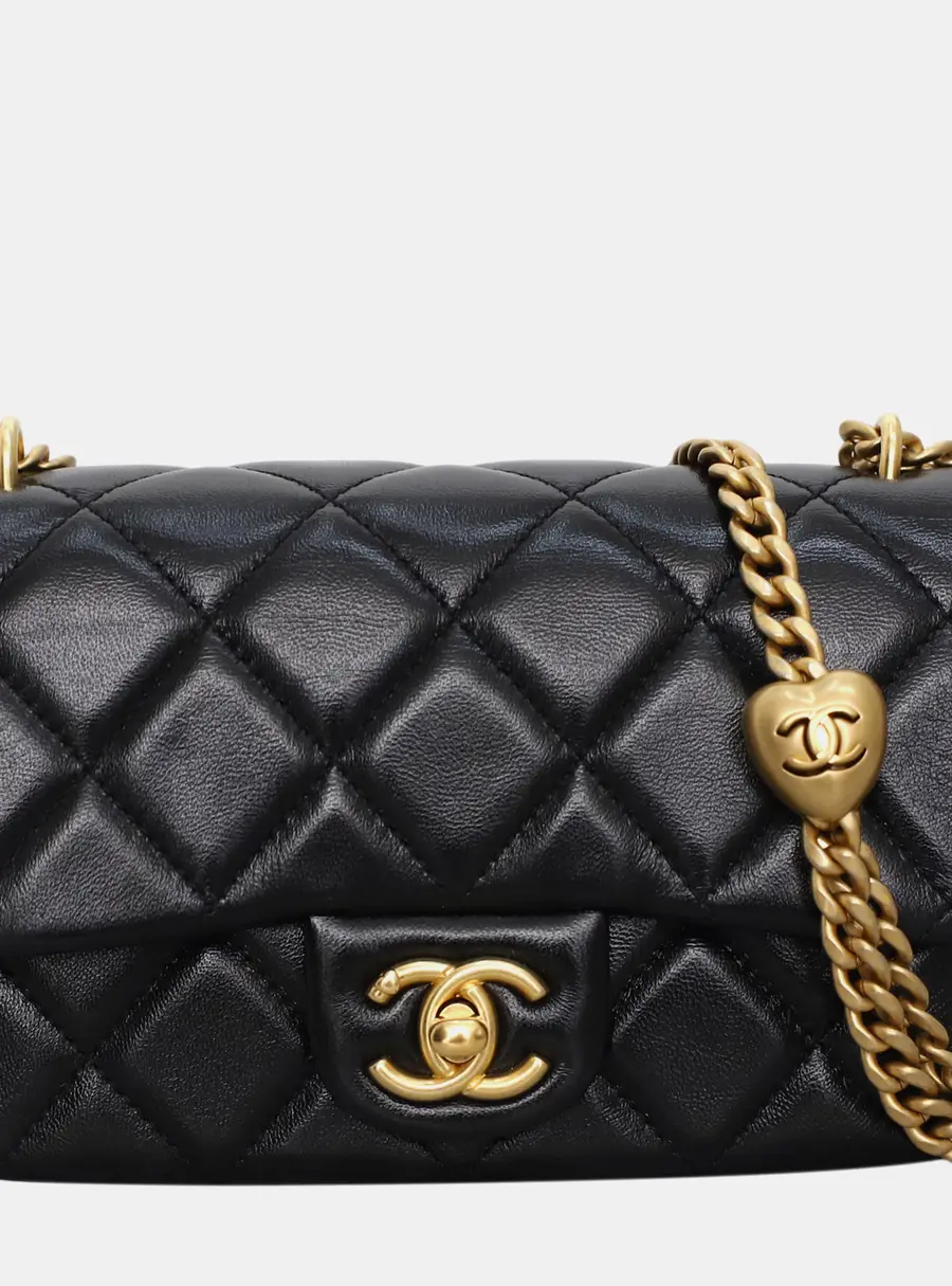 Chanel Heart Crush Mini Black Lambskin Leather Flap Bag